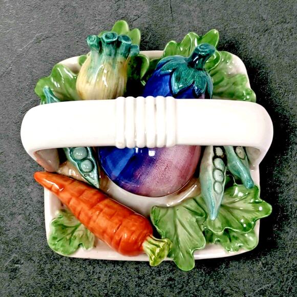 VTG Fitz & Floyd Canister Kitchen Harvest Basket Weave Colorful Vegetables READ - Picture 4 of 16